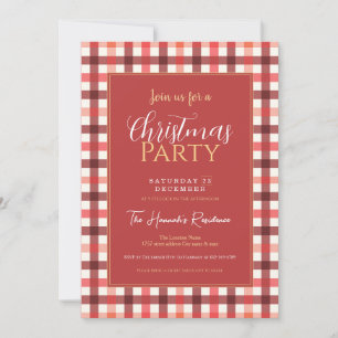 Invitación Cuadros Escoceses de Cuadros Vichy Rojo de Inviern