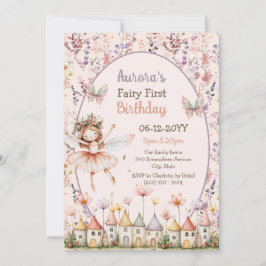 Invitación Cuadros Flores silvestres bebé Fairy Primer cumple