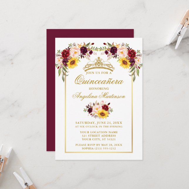 Invitación Cuadros Quinceanera (Anverso/Reverso In Situ)