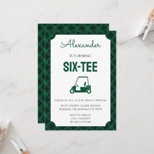 Invitación Cuadros Verdes y Negros Golf Cumpleaños 60