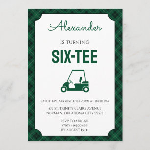 Invitación Cuadros Verdes y Negros Golf Cumpleaños 60