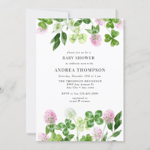 Invitación Cuádruple Lazo   Hojas de Shamrock   BABY SHOWER