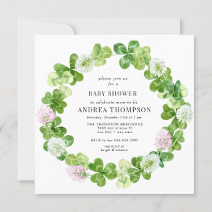 Invitación Cuádruple Lazo   Hojas de Shamrock   BABY SHOWER