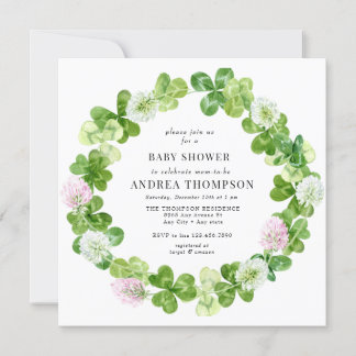 Invitación Cuádruple Lazo | Hojas de Shamrock | BABY SHOWER