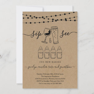 Invitación Cuadrupletas Sip y Ver Tostadas De Vino Y Cerveza