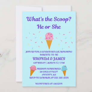 Invitación ¿Cuál es la Fiesta de Revelación de Género Scoop