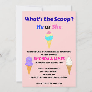 Invitación ¿Cuál es la Fiesta de Revelación de Género Scoop