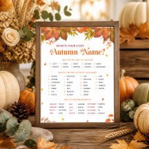 ¿Cuál es tu nombre de otoño acogedor? Juego de fie