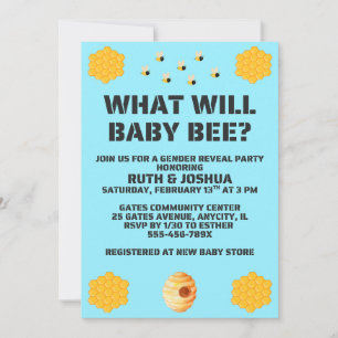 Invitación Cuál será el género del bebé abeja revelación