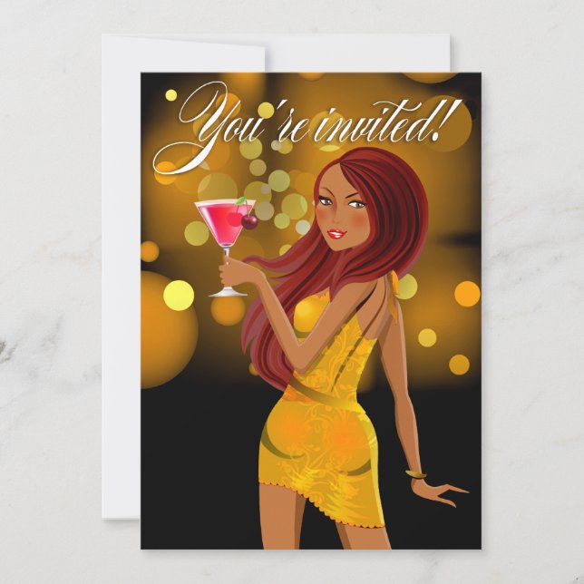 Invitación Cualquie amarillo de la celebración del fiesta del (Anverso)