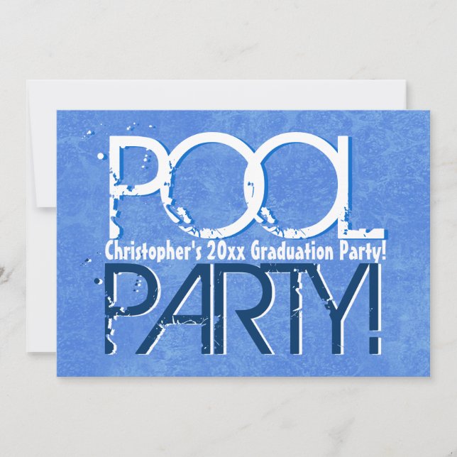 Invitación Cualquie clase del año de fiesta en la piscina de (Anverso)