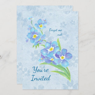 Invitaciones Flores Azules Las Nomeolvides 