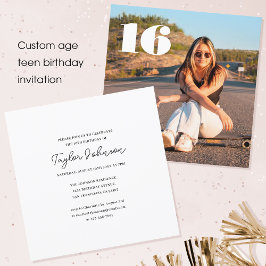 Invitación Cualquier adolescente de edad foto de cumpleaños b