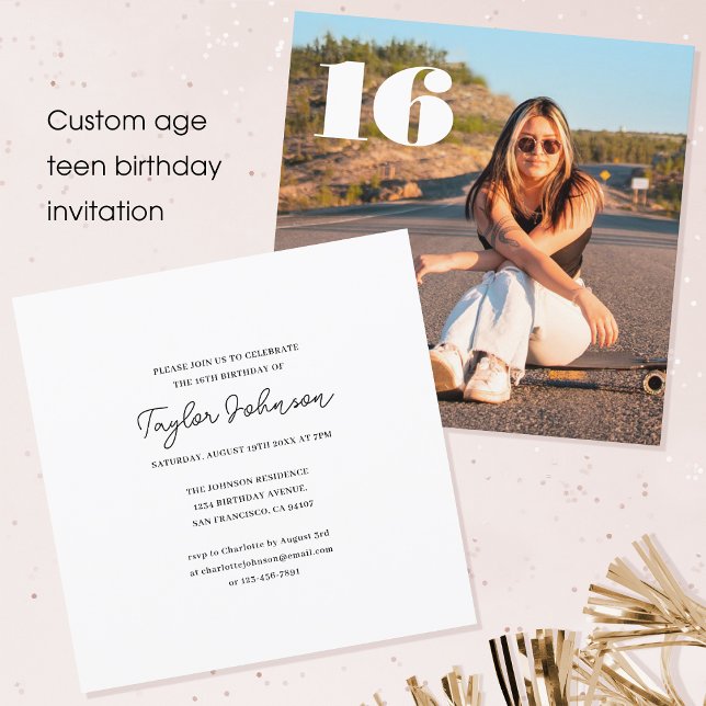 Invitación Cualquier adolescente de edad foto de cumpleaños b (Subido por el creador)