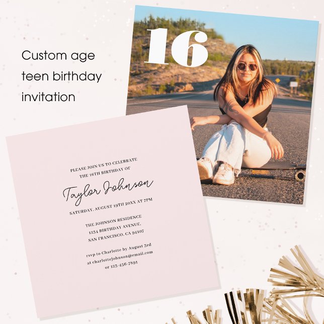 Invitación Cualquier adolescente de edad foto de cumpleaños c (Subido por el creador)