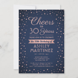 Invitación CUALQUIER Alegre a la Marina Confetti Azul y Rosa