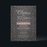 Invitación CUALQUIER Alegre De Cumpleaños Pink Confetti Black<br><div class="desc">Invitar a la familia y amigos a una elegante celebración de cumpleaños para ella con invitaciones de fiesta de color rosa y negro. Toda la redacción de esta plantilla (incluyendo "Saludos a 30 años") está configurada para un 30 cumpleaños, pero es simple de personalizar para cualquier año o tipo de...</div>