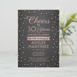 Invitación CUALQUIER Alegre De Cumpleaños Pink Confetti Black