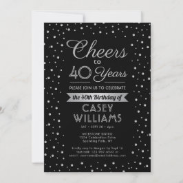 Invitación CUALQUIER Alegre Elegante Confetti Negro