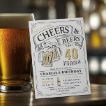 Invitación Cualquier Alegre Y Cerveza Sorprende Cumpleaños<br><div class="desc">Elegantes vítores y cervezas de diseño tipográfico de 40 años en negro,  blanco y amarillo,  Personalizado con su propia información fiesta,  divertida y única,  ideal para sorprender cualquier invitación de cumpleaños adulto de edad para hombres o mujeres,  o invitaciones para fiestas de aniversario para cualquier ocasión.</div>