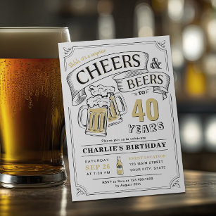 Invitación Cualquier Alegre Y Cerveza Sorprende Cumpleaños