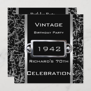 Invitación Cualquier anciano 70 años Metalizado negro Fiesta 