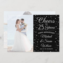 Invitación CUALQUIER Aniversario 2 Foto Saludo A Fiesta Blanc