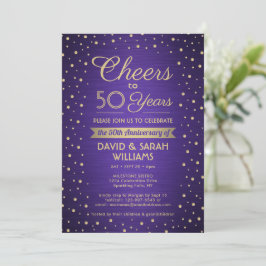 Invitación CUALQUIER Aniversario Saluda al Confetti Purple & 