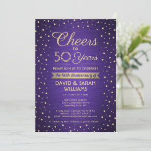 Invitación CUALQUIER Aniversario Saluda al Confetti Purple &