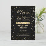 Invitación CUALQUIER Aniversario Saluda al Fiesta de Confetti<br><div class="desc">Invitar a la familia y amigos a una elegante celebración de aniversario con invitaciones para fiestas personalizados en negro y oro. Toda la redacción de esta plantilla (incluyendo "Saludos a 50 años") se establece para un 50 aniversario de boda, pero es simple de personalizar para cualquier año o tipo de...</div>