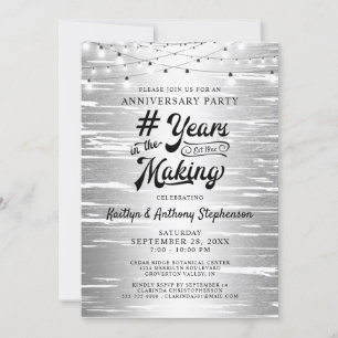 Invitación Cualquier aniversario Silver Black String Luces