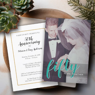 Invitación CUALQUIER AÑO - 50 Aniversario y foto del Boda