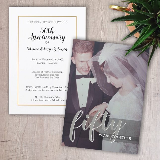 Invitación CUALQUIER AÑO - 50 Aniversario y foto del Boda (Subido por el creador)