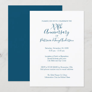 Invitación CUALQUIER AÑO - Aniversario de Boda Minimal Azul M