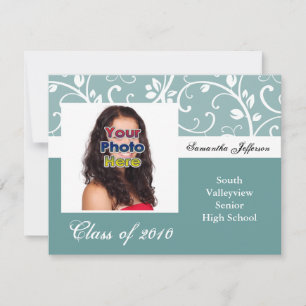 Invitación Cualquier año~ Aqua Vines Photo Graduation Invitan