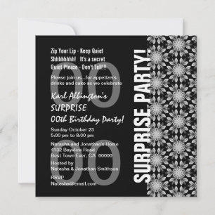Invitación Cualquier año de sorpresa Papel blanco negro de cu