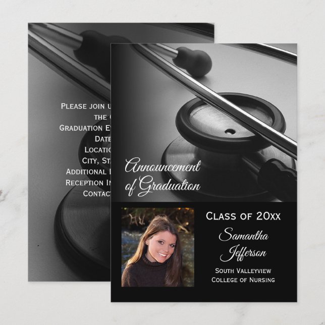 Invitación Cualquier año - Escuela de Medicina, Graduación de (Anverso / Reverso)