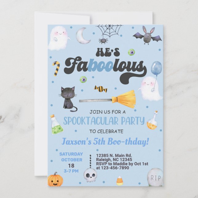Invitación CUALQUIER AÑO Fabuloso niño de Halloween con invit (Anverso)