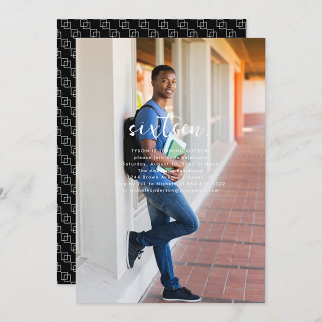 Invitación Cualquier año | Fiesta simple de cumpleaños de la  (Anverso / Reverso)