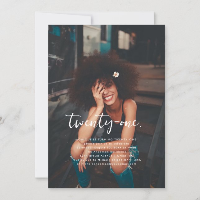 Invitación Cualquier año | Fiesta simple de cumpleaños de la  (Anverso)