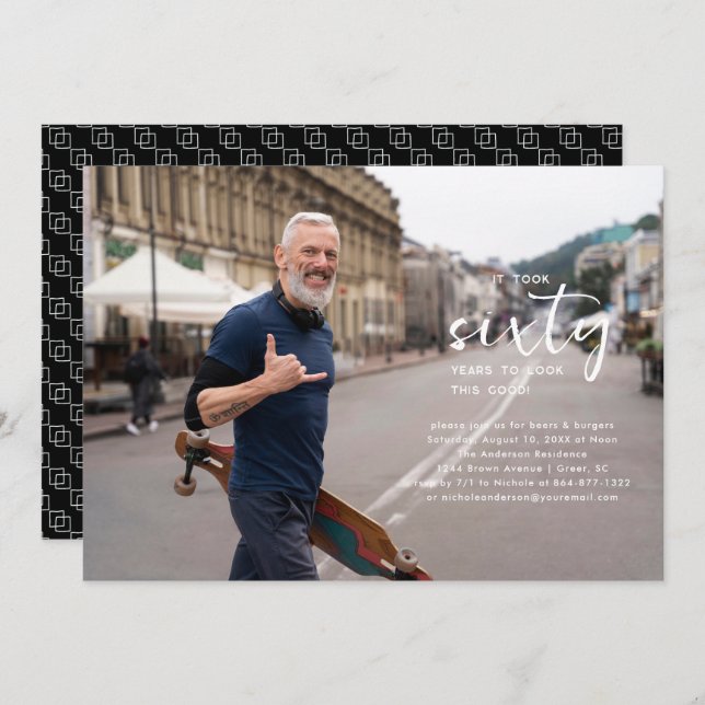 Invitación Cualquier año | Fiesta simple de cumpleaños de la  (Anverso / Reverso)