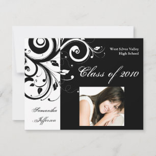 Invitación Cualquier año~ Graduación de fotos de Black/White 