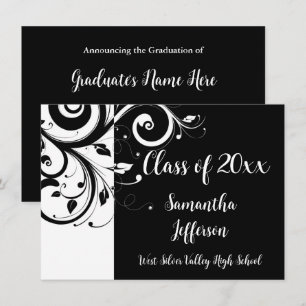 Invitación Cualquier año ~ Graduación De Swirl Blanco/Negro D