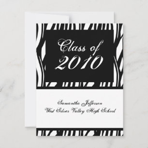Invitación CUALQUIER AÑO Graduación Negra y Blanca