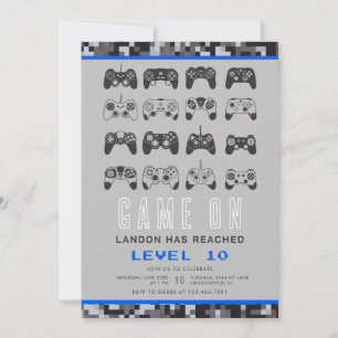 Invitación Cualquier año Juegos de video Nivel Arriba Jugador