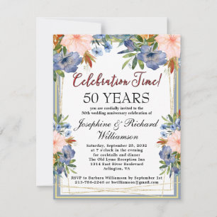 Invitación Cualquier año Moda floral Boda de presupuesto aniv
