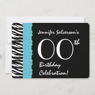 Invitación CUALQUIER AÑO NACIMIENTO Aqua Lace Zebra V11