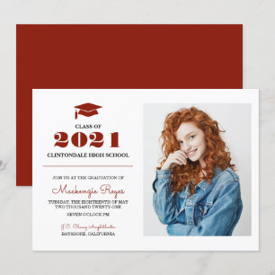 Invitación Cualquier año o color - Graduación simple de fotos