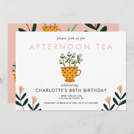 Invitación Cualquier año Resumen Flores Tea Fiesta Cumpleaños