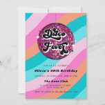 Invitación Cualquier año retro disco bola rosa cumpleaños<br><div class="desc">Invitación a cualquier año Retro Disco Ball Pink Birthday</div>